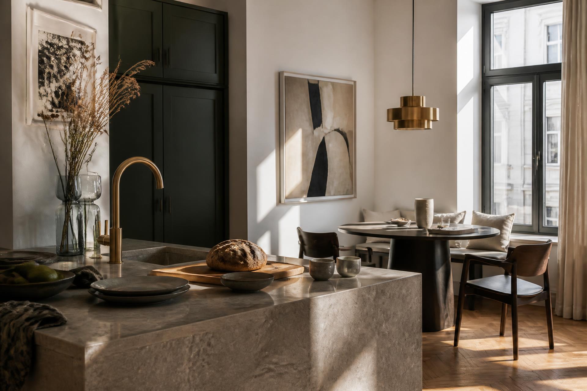 Designküche einer Boutique-Ferienwohnung in Leipzig